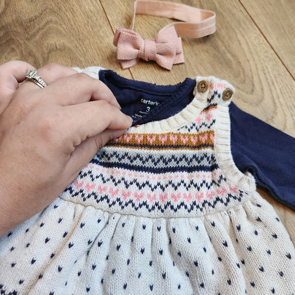 Carter's Navy and White Sweater Dress Set